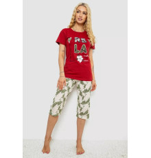 Пижама женская с принтом, цвет бордовый, 243R3755.