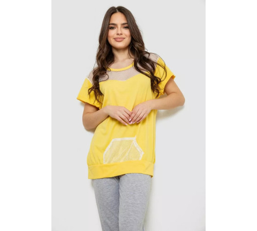 Піжама жіноча з принтом, колір жовтий, 243R1600-032