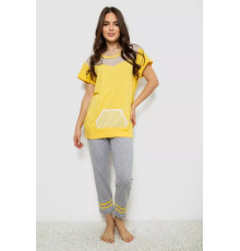 Піжама жіноча з принтом, колір жовтий, 243R1600-032