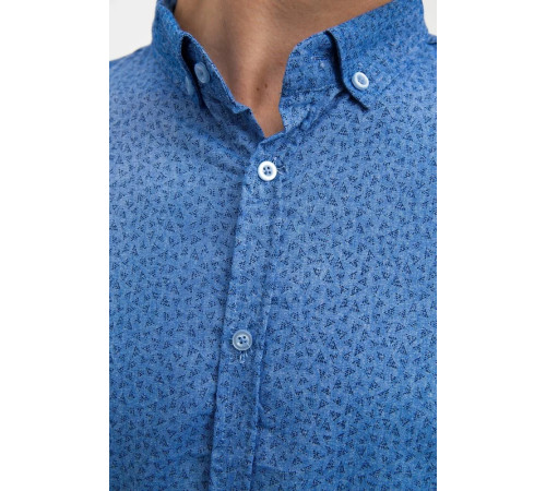 Стильна чоловіча сорочка, блакитна з принтом, 511F016