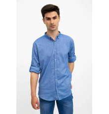 Стильна чоловіча сорочка, блакитна з принтом, 511F016