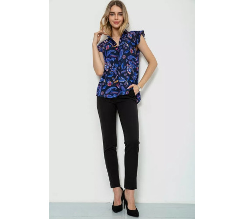 Блуза з квітковим принтом, колір синій, 244R194