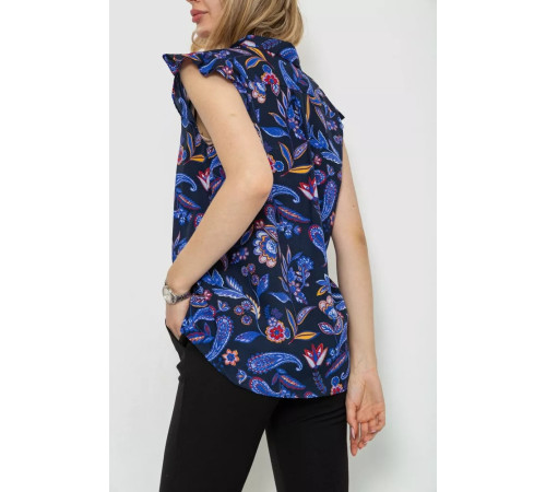 Блуза з квітковим принтом, колір синій, 244R194