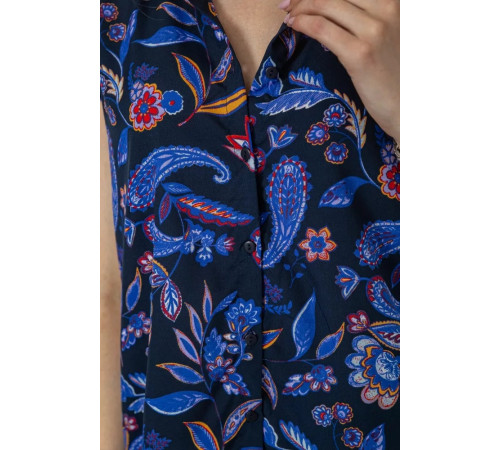 Блуза з квітковим принтом, колір синій, 244R194
