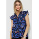 Блуза з квітковим принтом, колір синій, 244R194