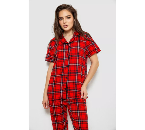 Жіноча піжама в клітину, колір червоний, 219RP-320