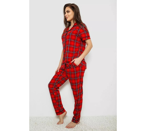 Жіноча піжама в клітину, колір червоний, 219RP-320
