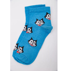 Жіночі шкарпетки, блакитного кольору з принтом, середньої довжини, 167R346