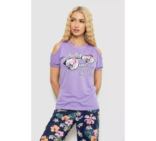 Пижама женская с принтом, цвет сиреневый, 243R2038-D