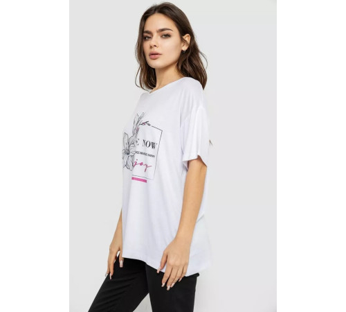 Футболка жіноча з принтом, колір білий, 244R605