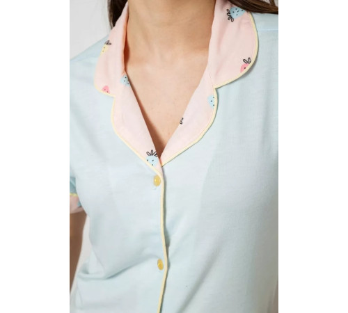 Жіноча піжама з принтом, колір блакитний, 243R7125