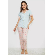 Жіноча піжама з принтом, колір блакитний, 243R7125