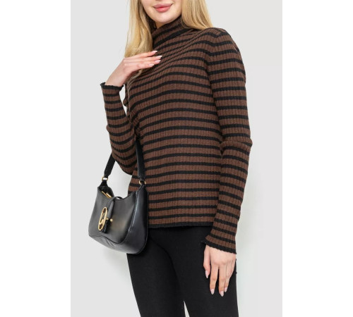 Гольф женский в полоску, цвет коричнево-черный, 244R2305