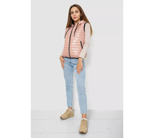 Жилетка женская дутая, цвет пудровый, 102R380-1.