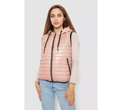 Жилетка женская дутая, цвет пудровый, 102R380-1.