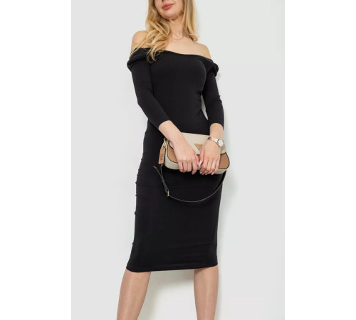 Сукня базова однотонна, колір чорний, 244R191