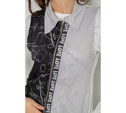 Сукня на блискавці в комплекті з лонгслівом, колір сіро-чорний, 247R18790