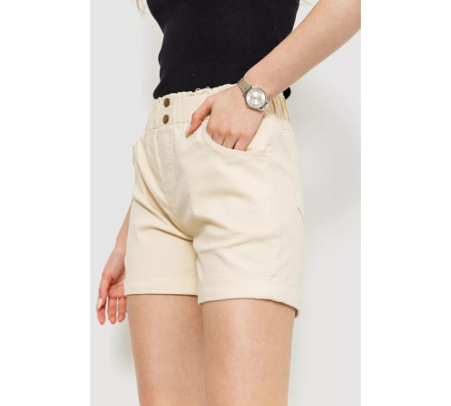 Шорты женские на резинке с манжетом, цвет светло-бежевый, 214R638.