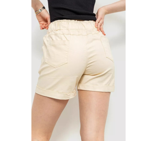 Шорты женские на резинке с манжетом, цвет светло-бежевый, 214R638.