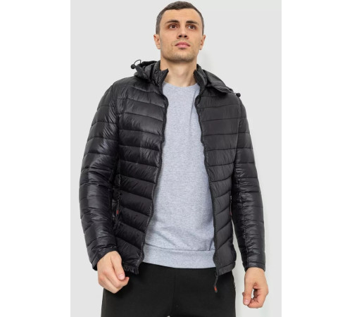Куртка чоловіча демісезонна з капюшоном, колір чорний, 214R05