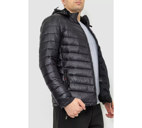 Куртка чоловіча демісезонна з капюшоном, колір чорний, 214R05