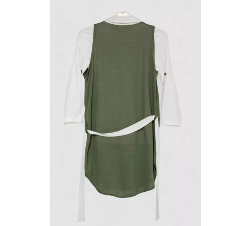 Кардиган в комплекті з лонгслів для дівчаток, колір хакі, 247R0565