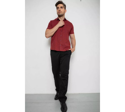 Рубашка мужская с принтом, цвет бордовый, 214R7340-1.
