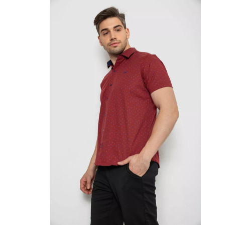 Рубашка мужская с принтом, цвет бордовый, 214R7340-1.