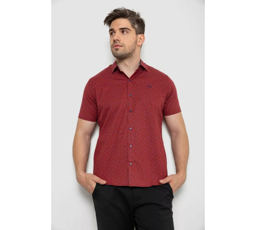 Рубашка мужская с принтом, цвет бордовый, 214R7340-1.