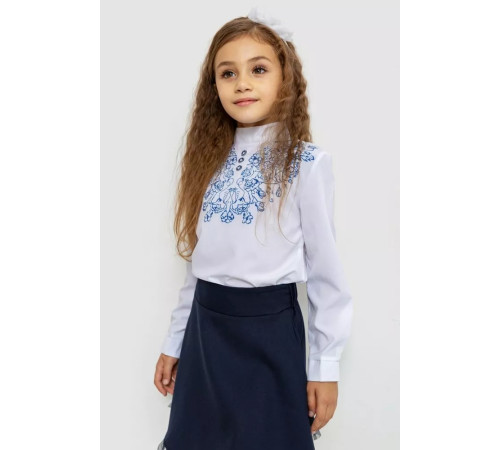 Блуза для дівчаток ошатна, колір біло-синій, 172R025