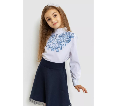 Блуза для дівчаток ошатна, колір біло-синій, 172R025