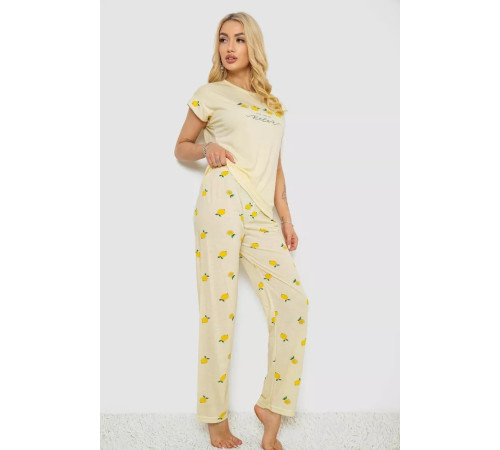 Піжама жіноча з принтом, колір жовтий, 243R2076