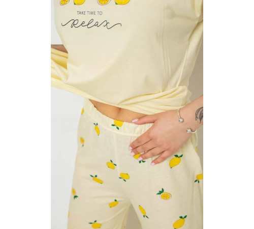 Піжама жіноча з принтом, колір жовтий, 243R2076