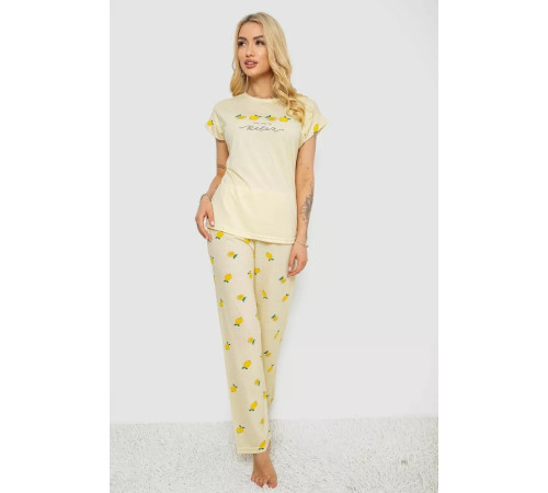 Піжама жіноча з принтом, колір жовтий, 243R2076