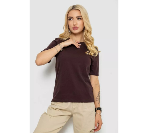 Футболка жіноча однотонна, колір шоколадний, 241R1800