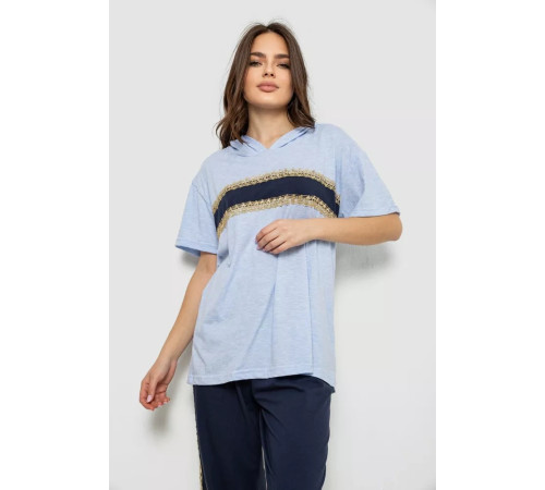 Піжама жіноча з принтом, колір блакитний, 243R1600-028