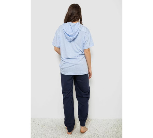 Піжама жіноча з принтом, колір блакитний, 243R1600-028