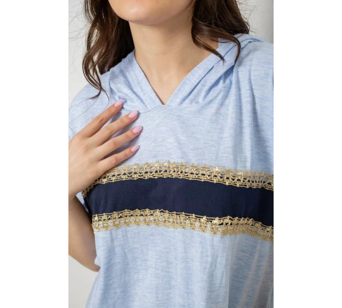 Піжама жіноча з принтом, колір блакитний, 243R1600-028