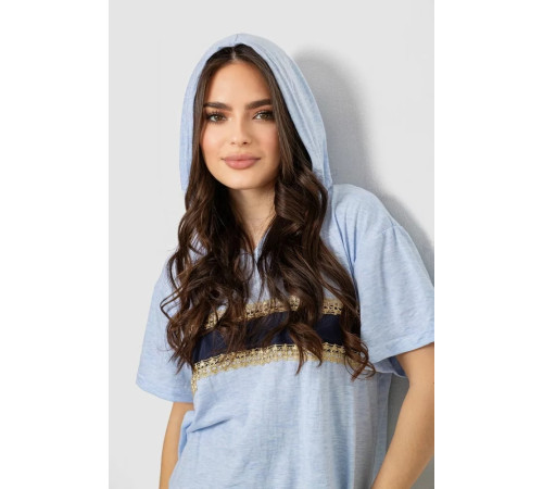 Піжама жіноча з принтом, колір блакитний, 243R1600-028