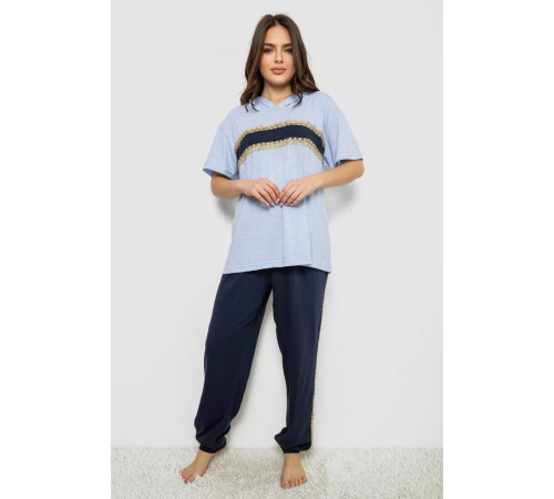 Піжама жіноча з принтом, колір блакитний, 243R1600-028