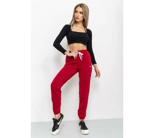 Спорт штани жіночі двонитка, колір бордовий, 129R1466