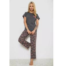 Женская пижама с принтом, цвет темно-серый, 243R9216