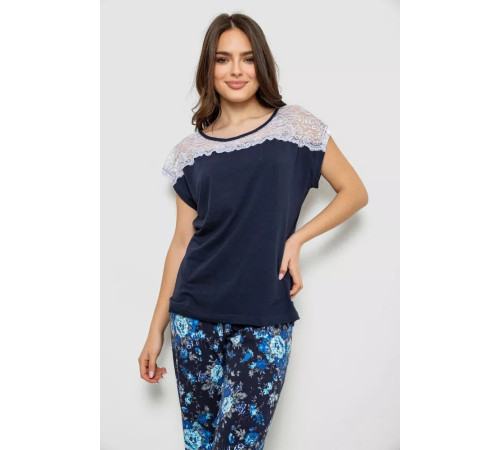 Жіноча піжама з принтом, колір синій, 243R1484-003