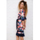 Квітчаста сукня з поясом, синього кольору, 167R161-1