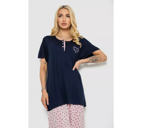 Женская пижама с принтом, цвет синий, 243R7028