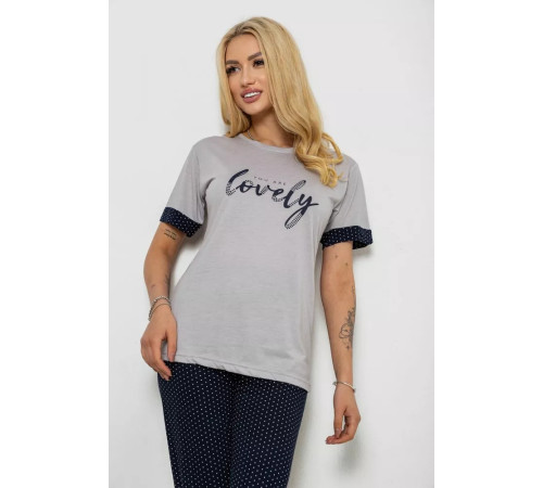 Женская пижама с принтом, цвет серый, 243R2120