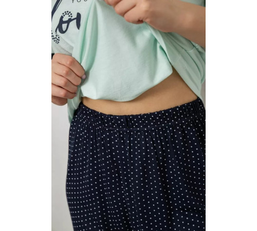 Женская пижама с принтом, цвет мятный, 243R2113