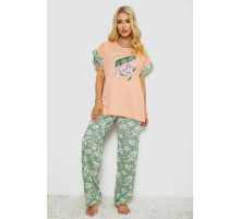 Пижама женская с принтом, цвет персиковый, 243R8485-1.