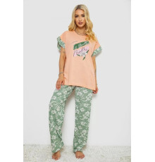 Піжама жіноча з принтом, колір персиковий, 243R8485-1