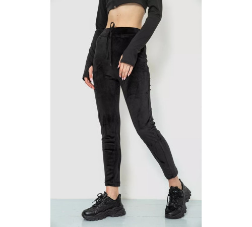 Спорт брюки женские велюровые, цвет черный, 244R5569